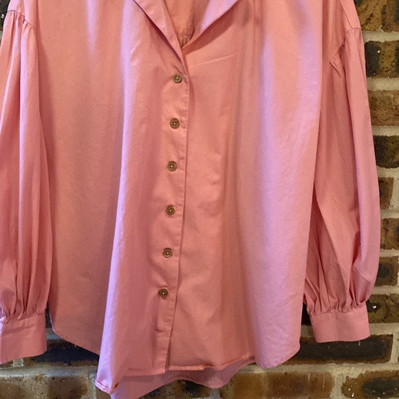 Free People pink peasant shirt oversized button up, Women’s sized small - Picture 4 of 10